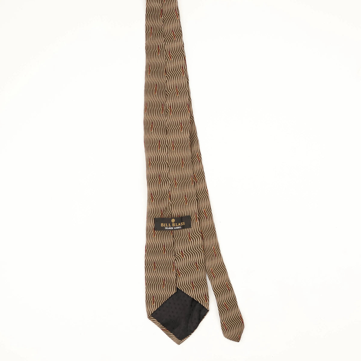 Back Back of Vintage 1990's Bill Blass Waves Geometric Patterned Tie