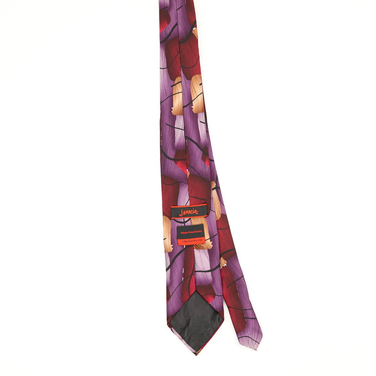 Back Back of Vintage Jerry Garcia Moon Mountains Abstract Patterned Tie
