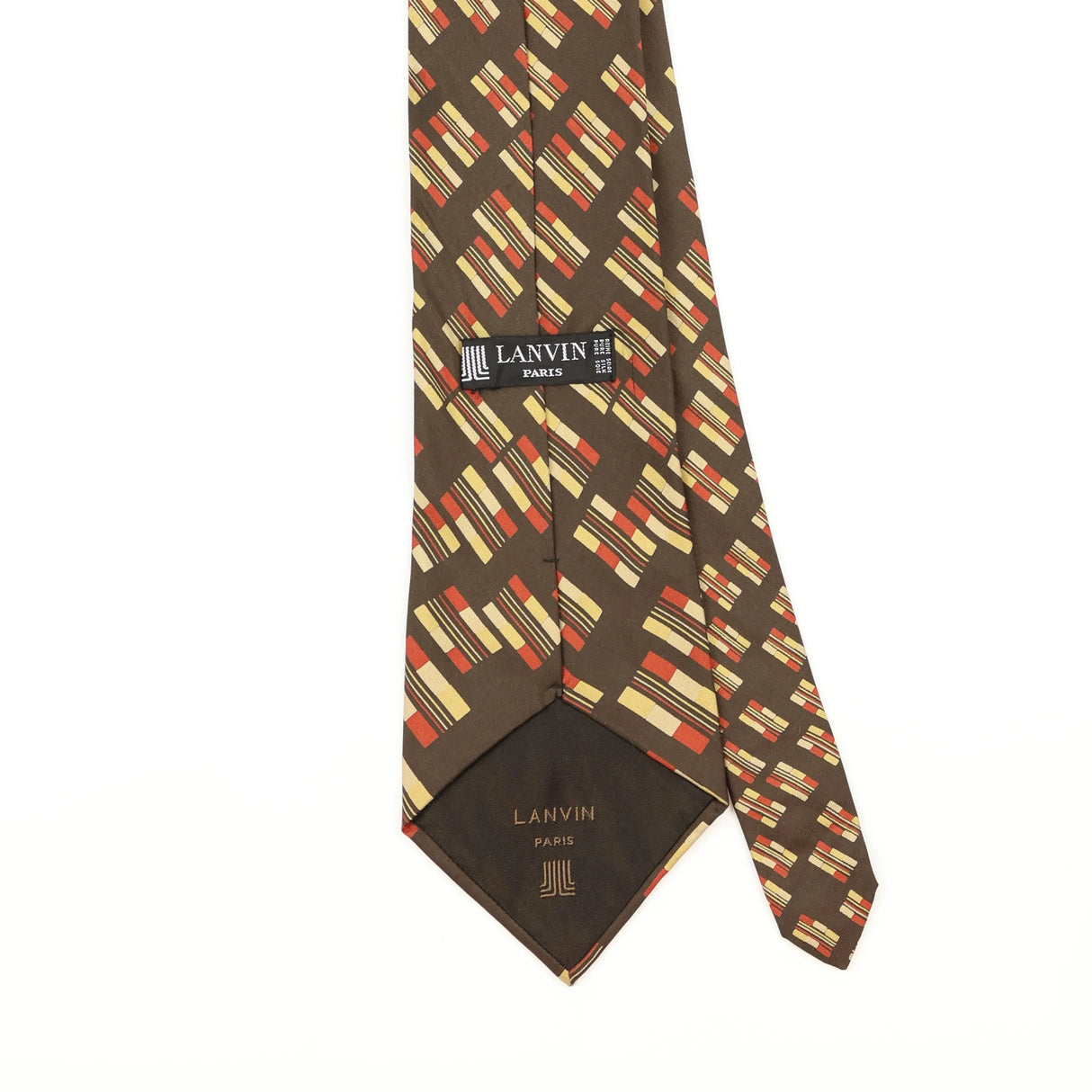 Back Detail of Vintage 1980's Lanvin Geometric Patterned Tie