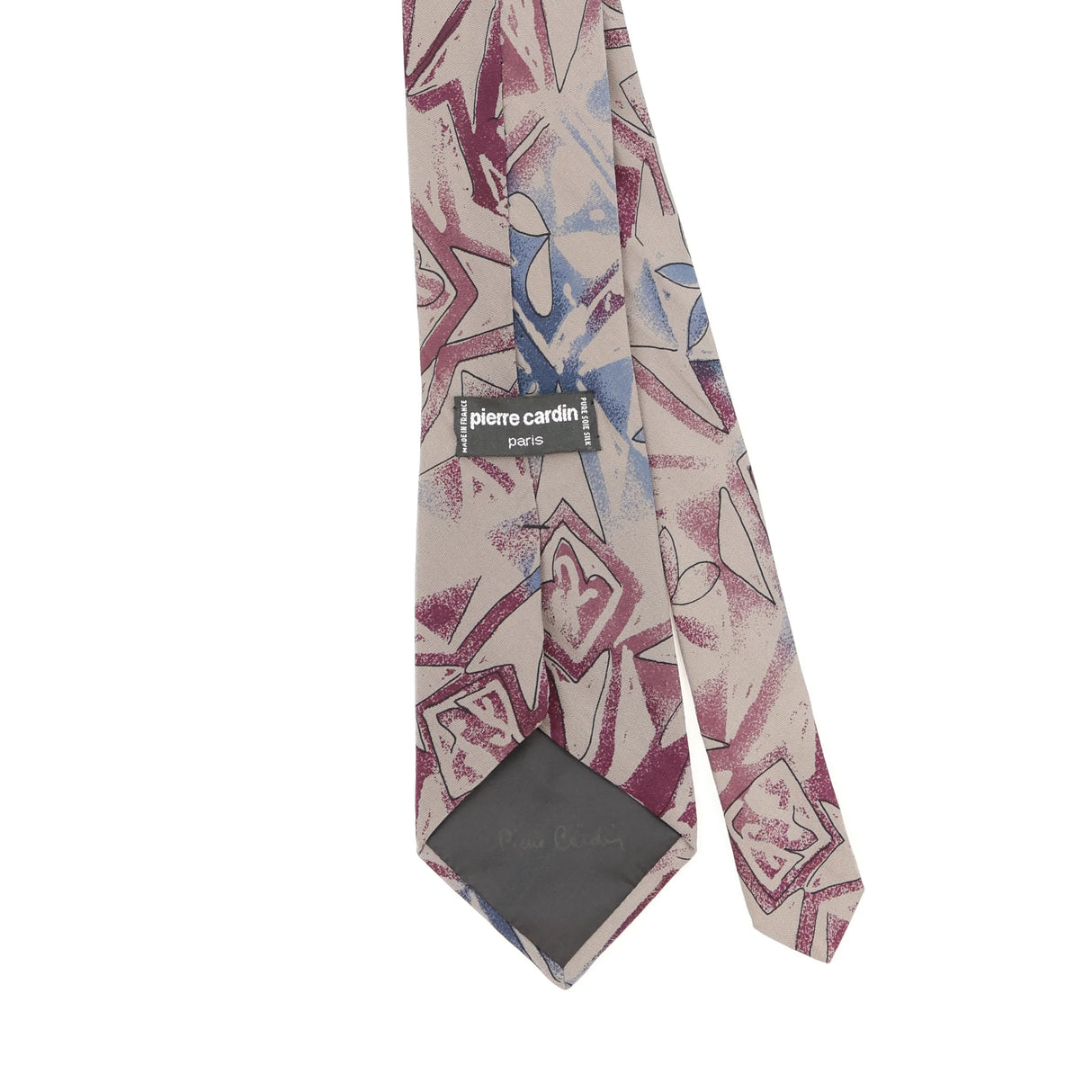 Back Back Detail of Vintage 1980's Pierre Cardin Geometric Patterned Tie