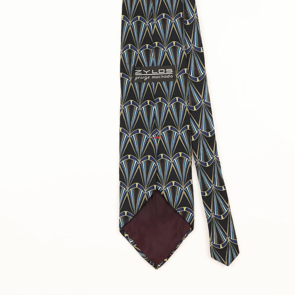 Back Detail of Vintage 1990's Zylos Geometric Patterned Tie