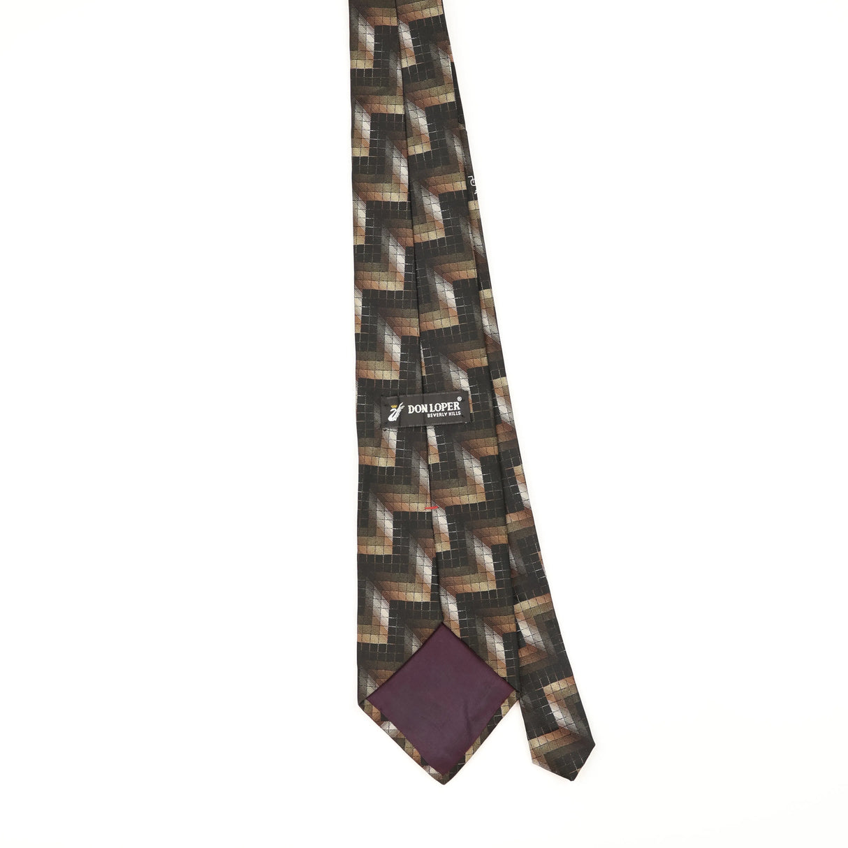 Back of Vintage 1980's Don Loper Geometric Patterned Tie