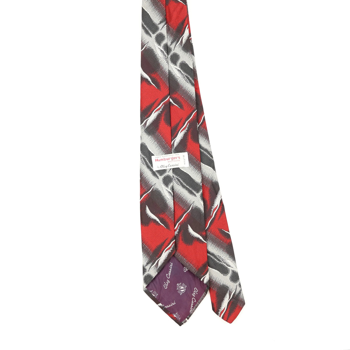 Back Back of Vintage 1980's Oleg Cassini Abstract Patterned Tie