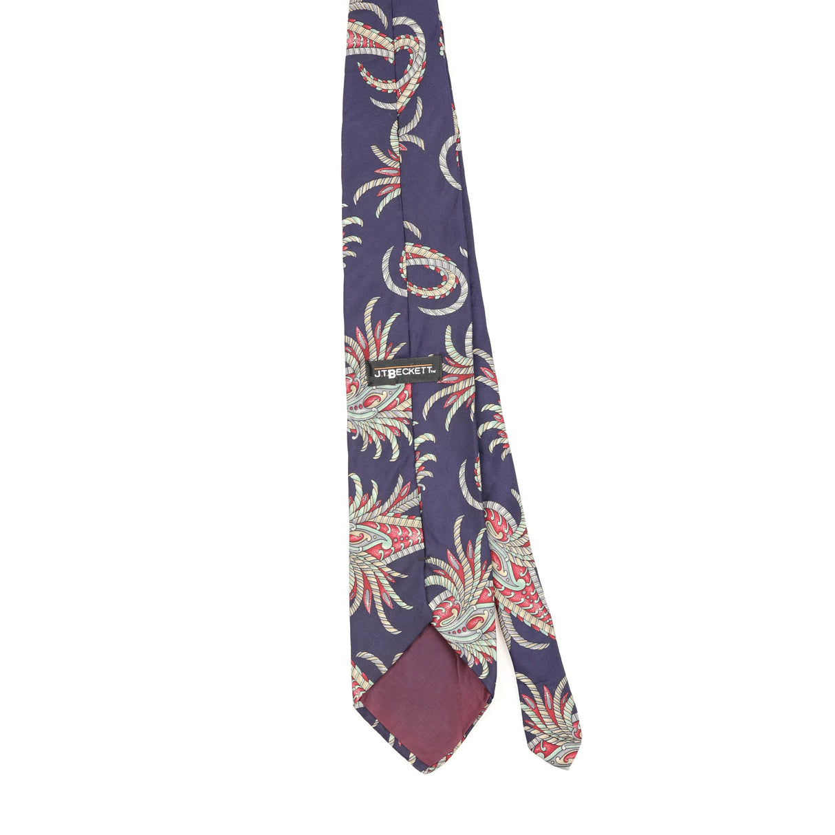 Back Back of Vintage 1990's J.T. Beckett Paisley Patterned Tie