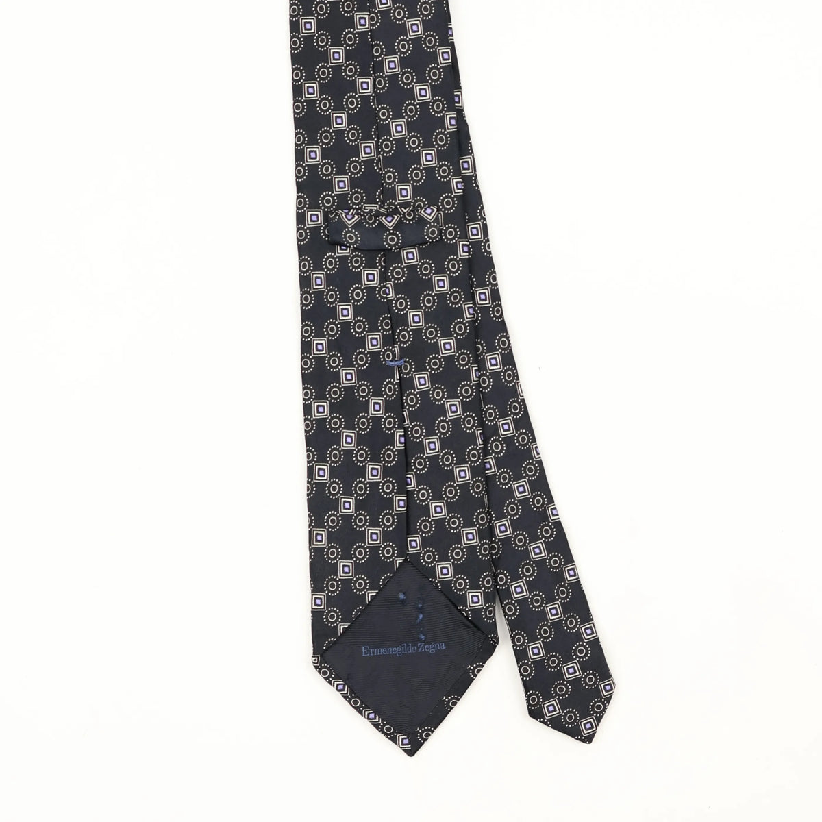 Back Back Detail of Vintage 1990's Ermenegildo Zegna Geometric Patterned Tie