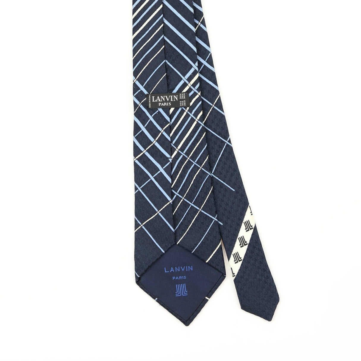 Back Back Detail of Vintage 1980's Lanvin Geometric Patterned Tie