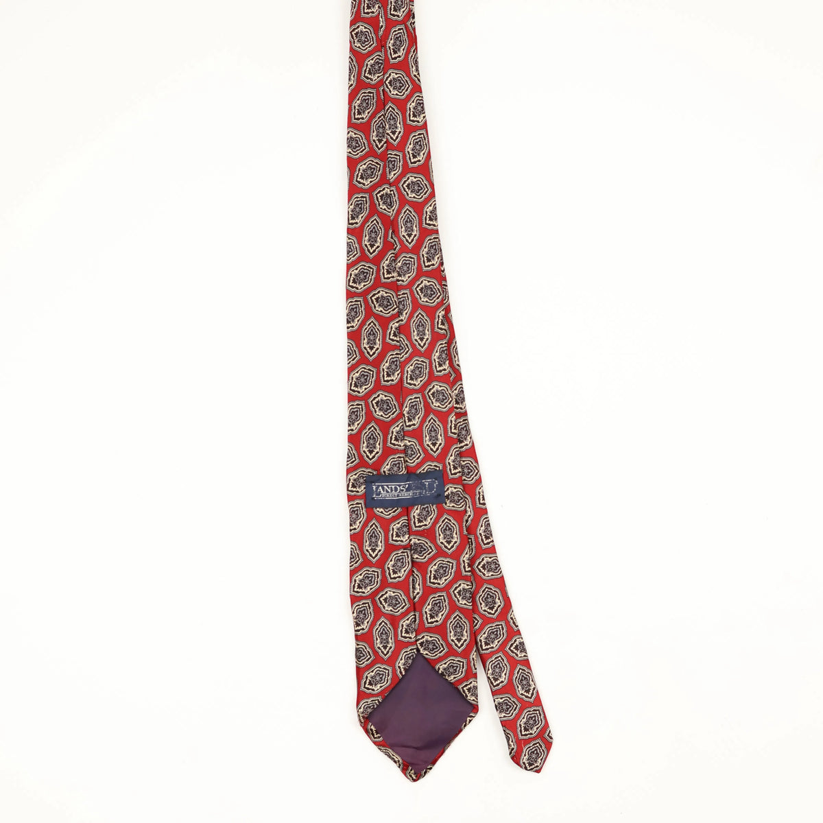 Back Back of Vintage 1990's Lands' End Geometric Patterned Tie