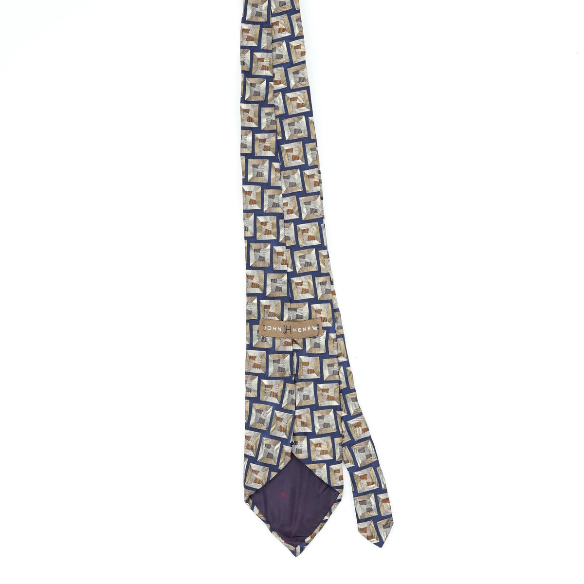 Back Back of Vintage 1990's John Henry Geometric Patterned Tie