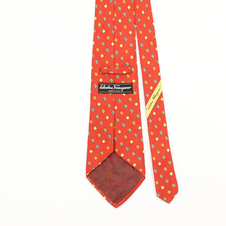 Back Detail of Vintage Salvatore Ferragamo Geometric Patterned Tie