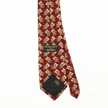 Back Back Detail of Vintage 1990's Ferrell Reed Geometric Patterned Tie