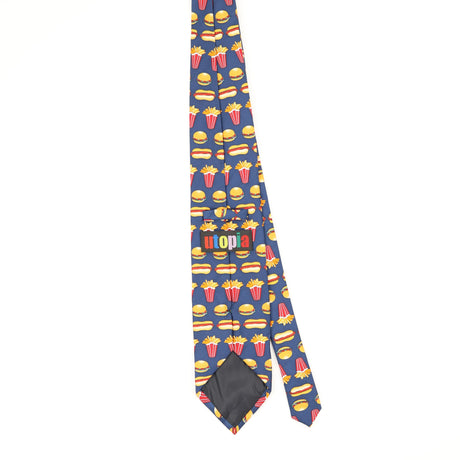 Back Back of Vintage Fast Food Cartoon Patterned Tie