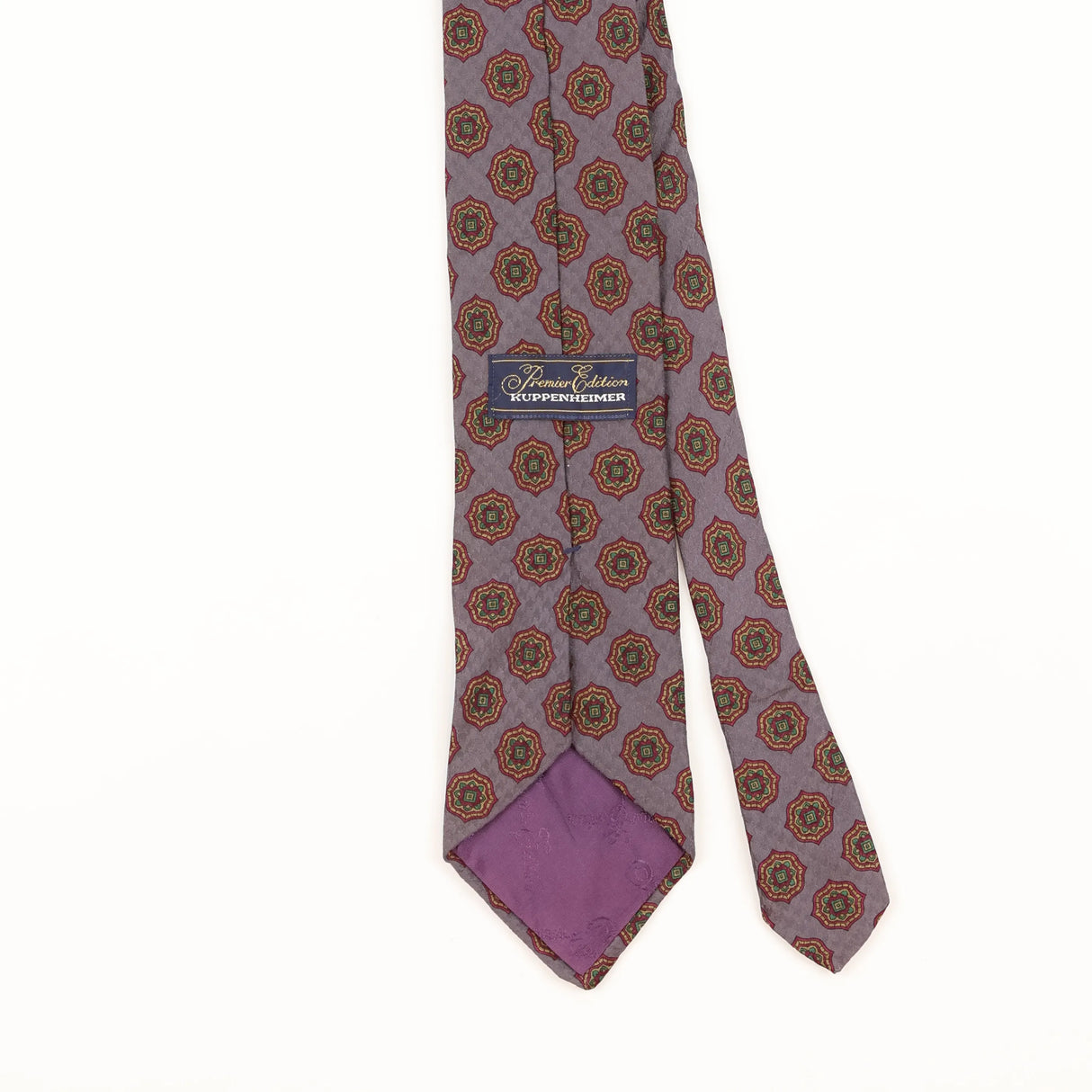 Back Detail of Vintage 1990's Kuppenheimer Geometric Patterned Tie