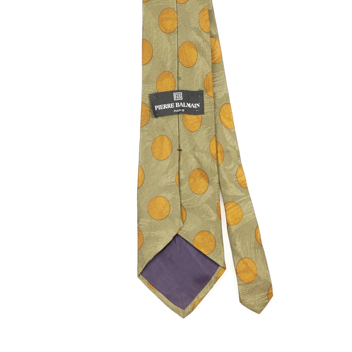 Back Back Detail of Vintage 1990's Pierre Balmain Polka Dot Patterned Tie