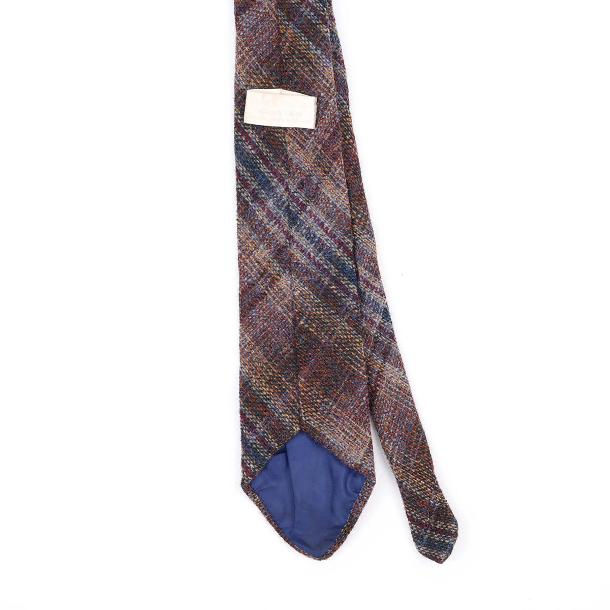 Back Back Detail of Vintage 1990's Harris Tweed Plaids & Checks Patterned Tie