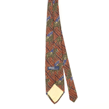 Back of Vintage 1990's Ralph Lauren Hand Made Geometric Patterned Tie