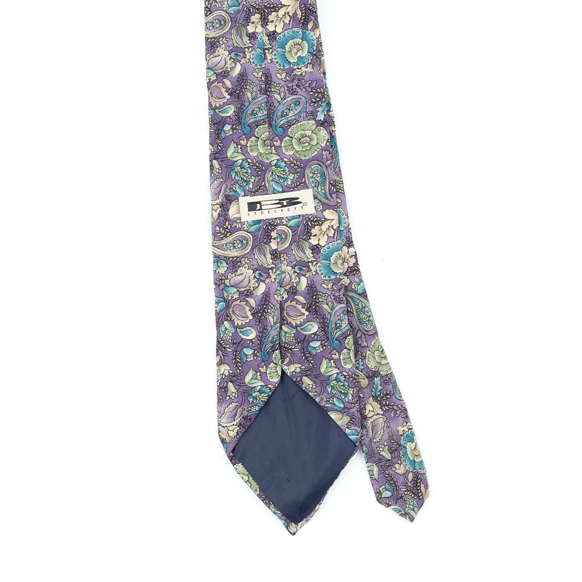 Back Back Detail of Vintage 1990's J.T. Beckett Floral Patterned Tie
