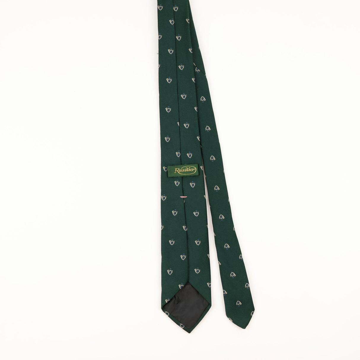 Back of Vintage 1980's Resilio French Horn Geometric Patterned Tie