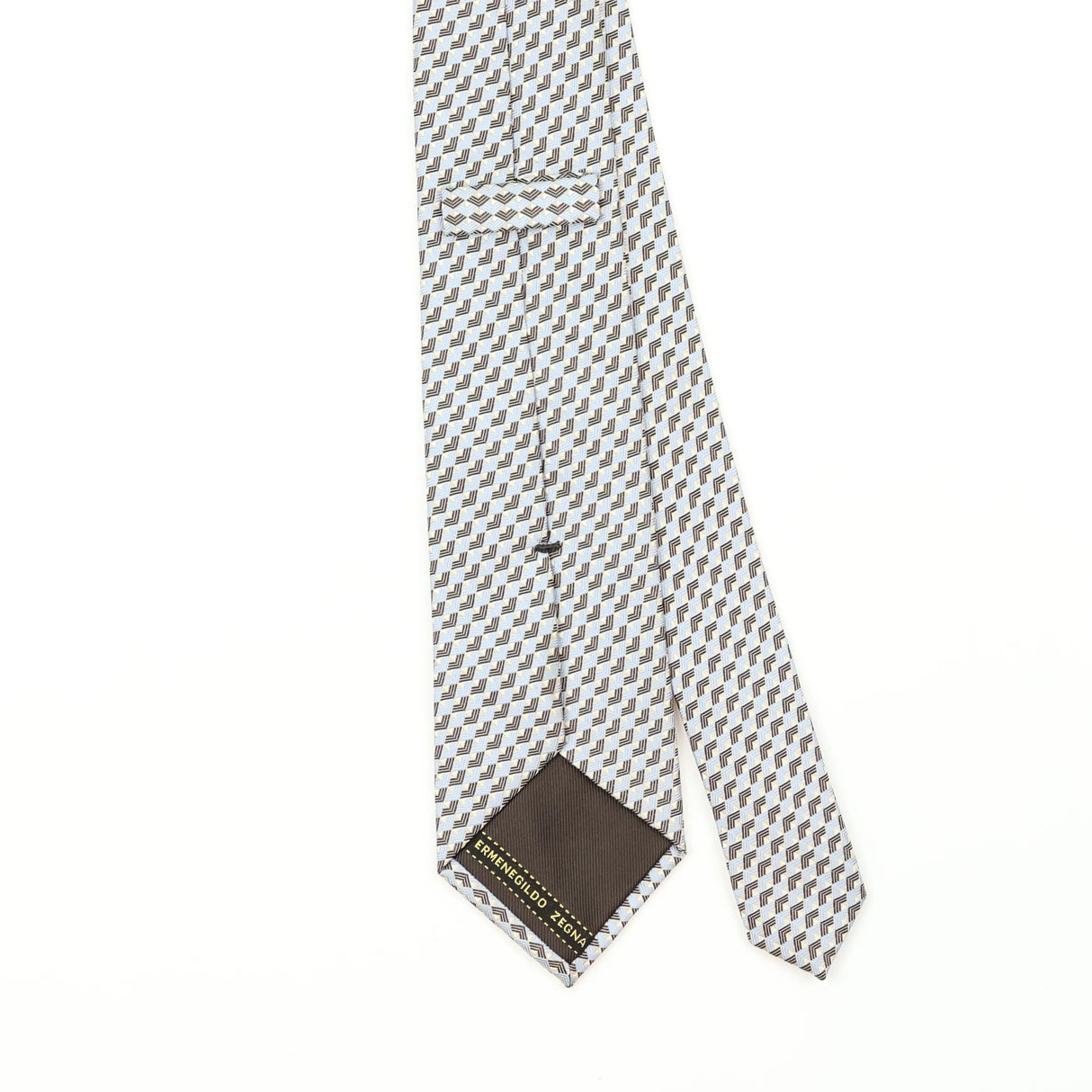 Back Back Detail of Vintage 1990's Ermenegildo Zegna Geometric Patterned Tie