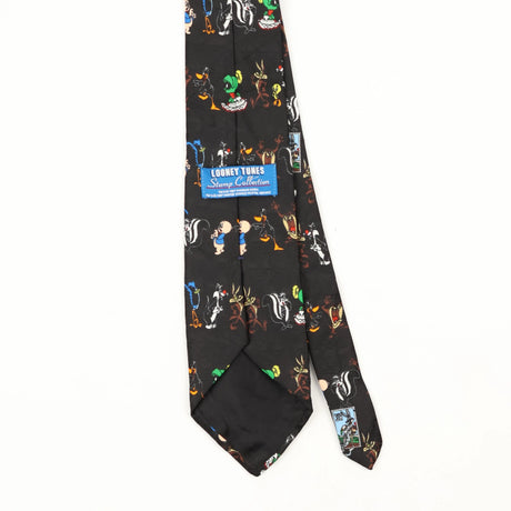 Back Back Detail of Vintage 1990's Looney Tunes Bugs Bunny Cartoon Patterned Tie