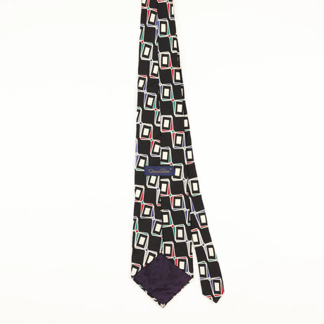 Back of Vintage 1990's Oscar De La Renta Geometric Patterned Tie