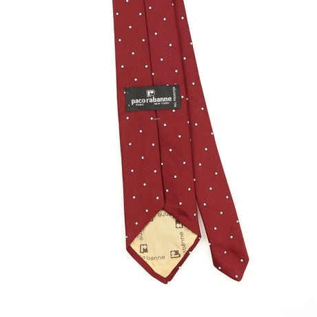Back Back Detail of Vintage 1980's Paco Rabanne Polka Dot Patterned Tie