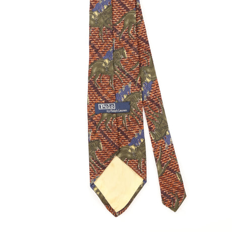 Back Detail of Vintage 1990's Ralph Lauren Hand Made Geometric Patterned Tie