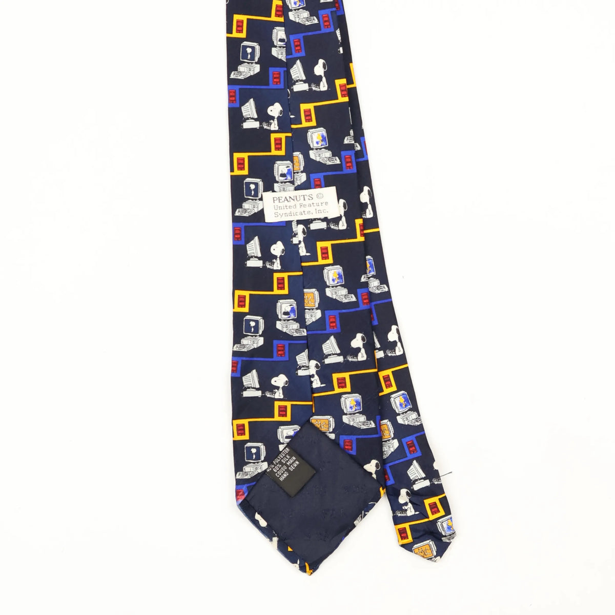 Back Back Detail of Vintage Peanuts Snoopy Cartoon Patterned Tie