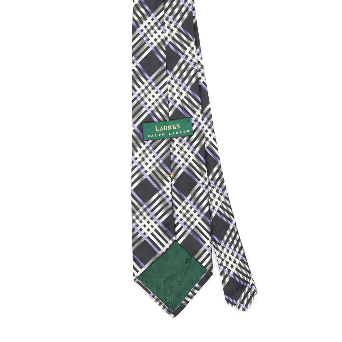Back Back Detail of Vintage 1990's Ralph Lauren Plaid Check Patterned Tie