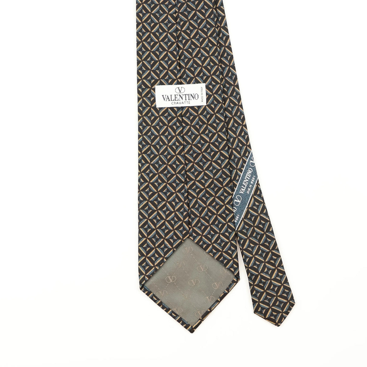 Back Detail of Vintage 1990's Valentino Geometric Patterned Tie