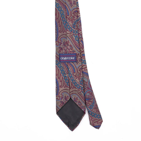 Back Back Detail of Vintage Claybrooke Paisley Patterned Tie