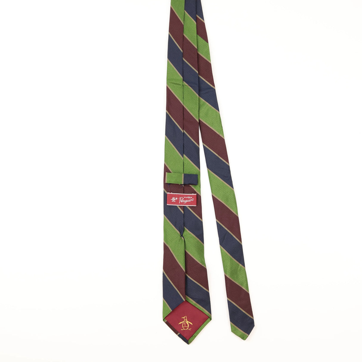 Back of Vintage Penguin Striped Patterned Tie