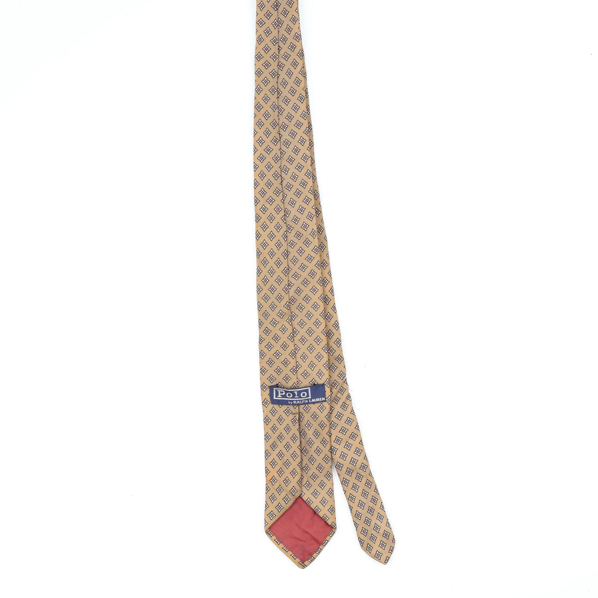 Back Back of Vintage 1980's Ralph Lauren Foulard Geometric Patterned Tie