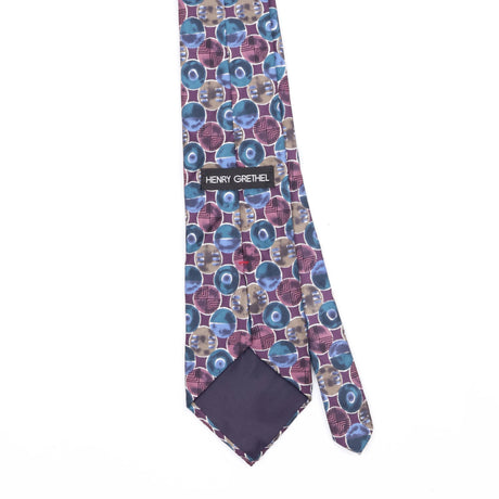 Back Back Detail of Vintage 1990's Henry Grethel Circles Geometric Patterned Tie