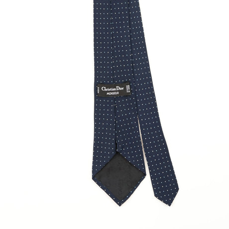 Back Back Detail of Vintage 1990's Christian Dior Polka Dot Patterned Tie