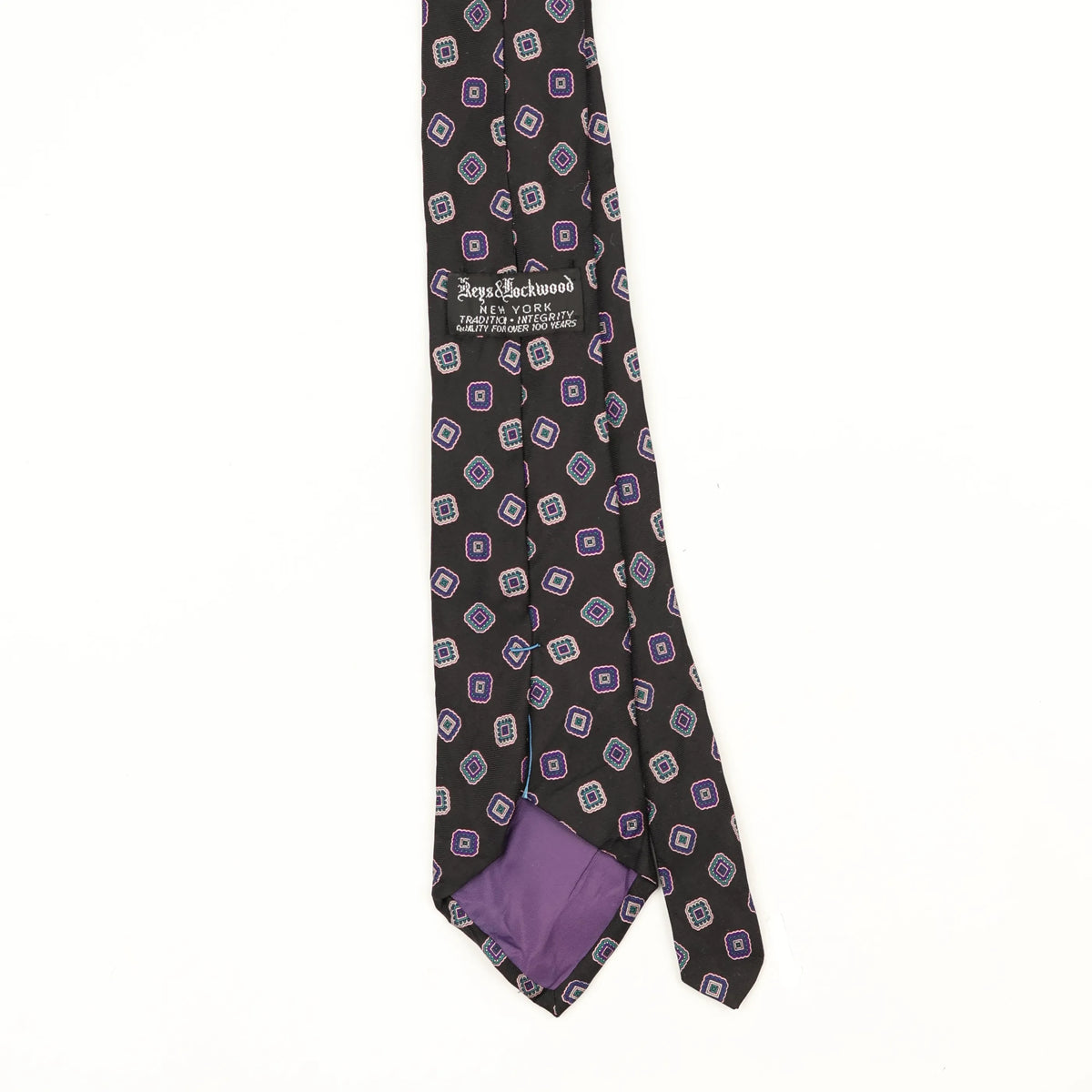 Back Back Detail of Vintage 1980's Geometric Patterned Tie