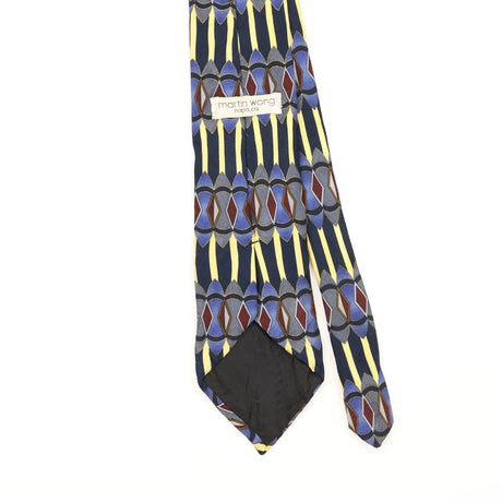 Back Detail of Vintage 1990's Martin Wong Geometric Patterned Tie