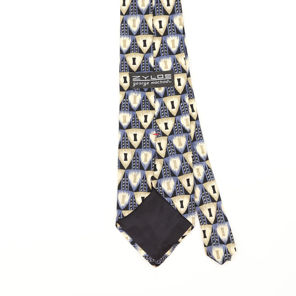 Back Detail of Vintage 1990's Zylos Geometric Patterned Tie