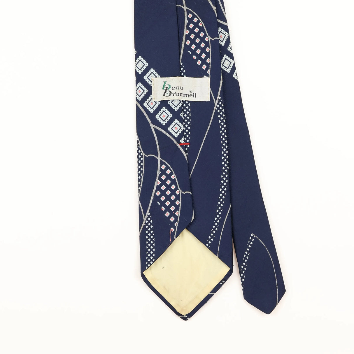 Back Detail of Vintage 1970's Beau Brummell Geometric Patterned Tie