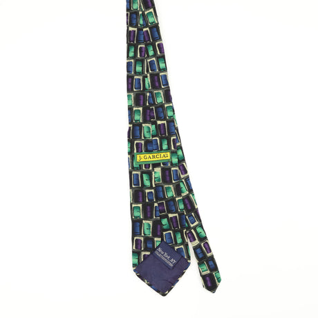 Back Back of Vintage Jerry Garcia New York Geometric Patterned Tie
