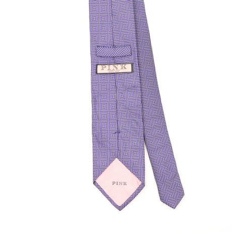 Back Back Detail of Vintage Thomas Pink Geometric Patterned Tie