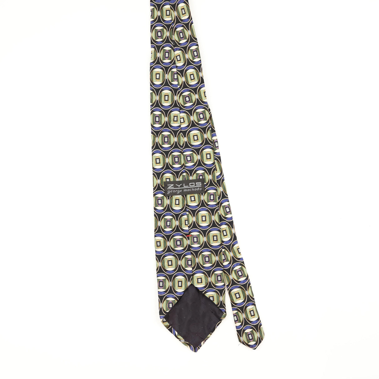 Back Back of Vintage 1990's Zylos Geometric Patterned Tie