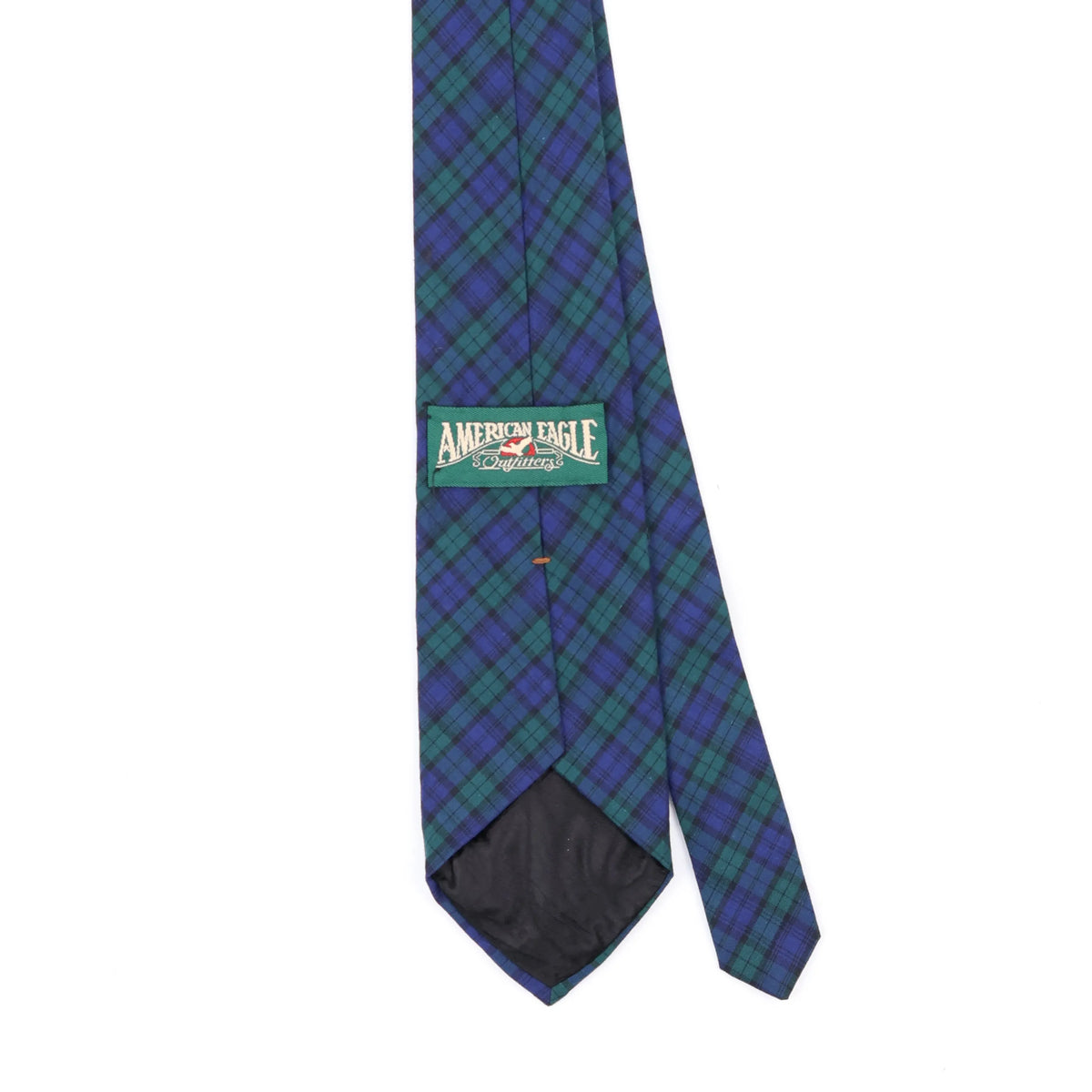 Back Back Detail of Vintage 1990's Tartan Plaids & Checks Patterned Tie