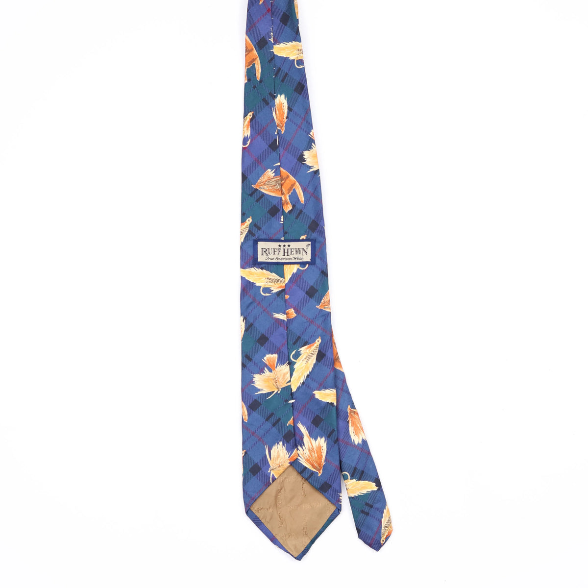 Back Back of Vintage 1990's Fish Plaids & Checks Patterned Tie
