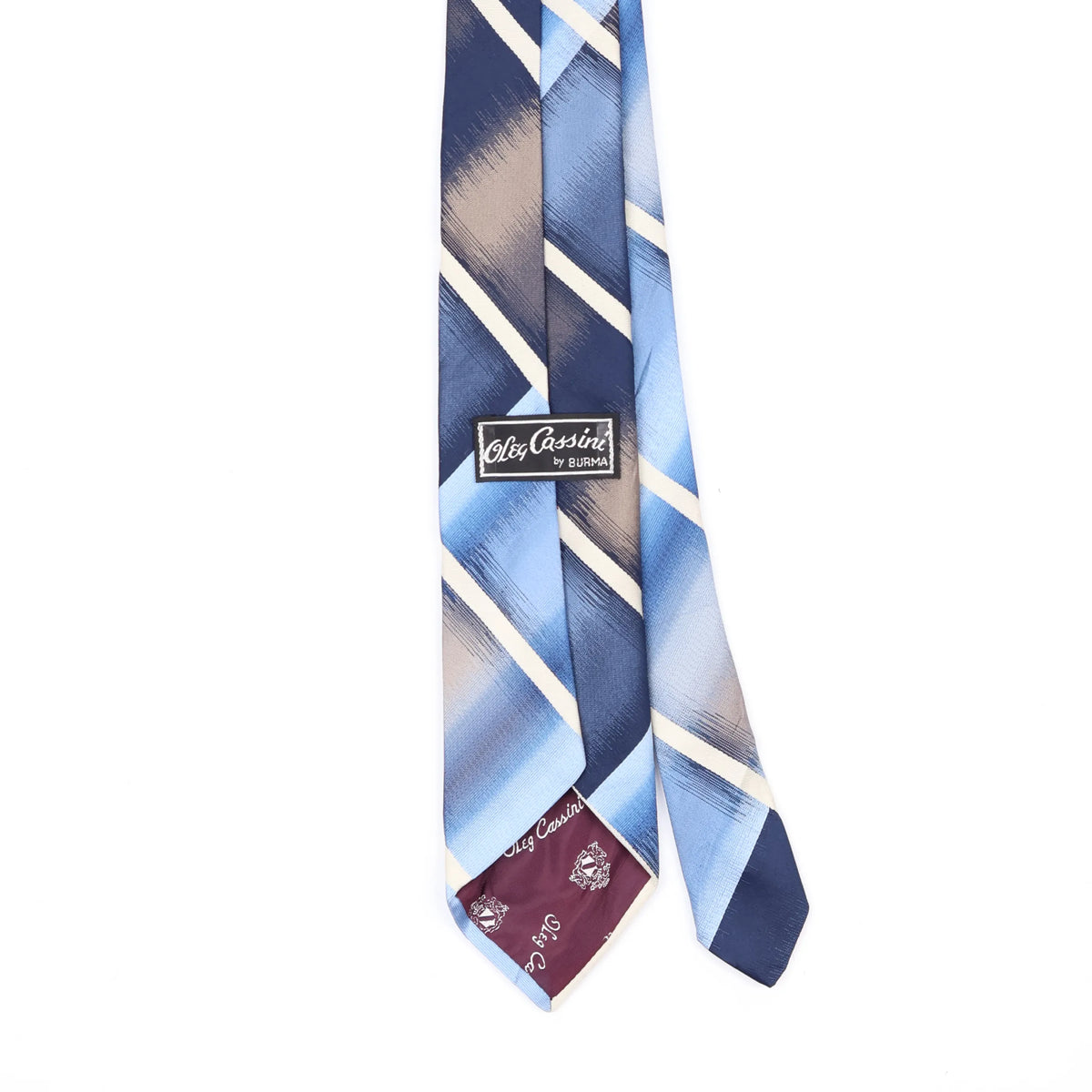 Back Back Detail of Vintage 1980's Oleg Cassini Check Patterned Tie