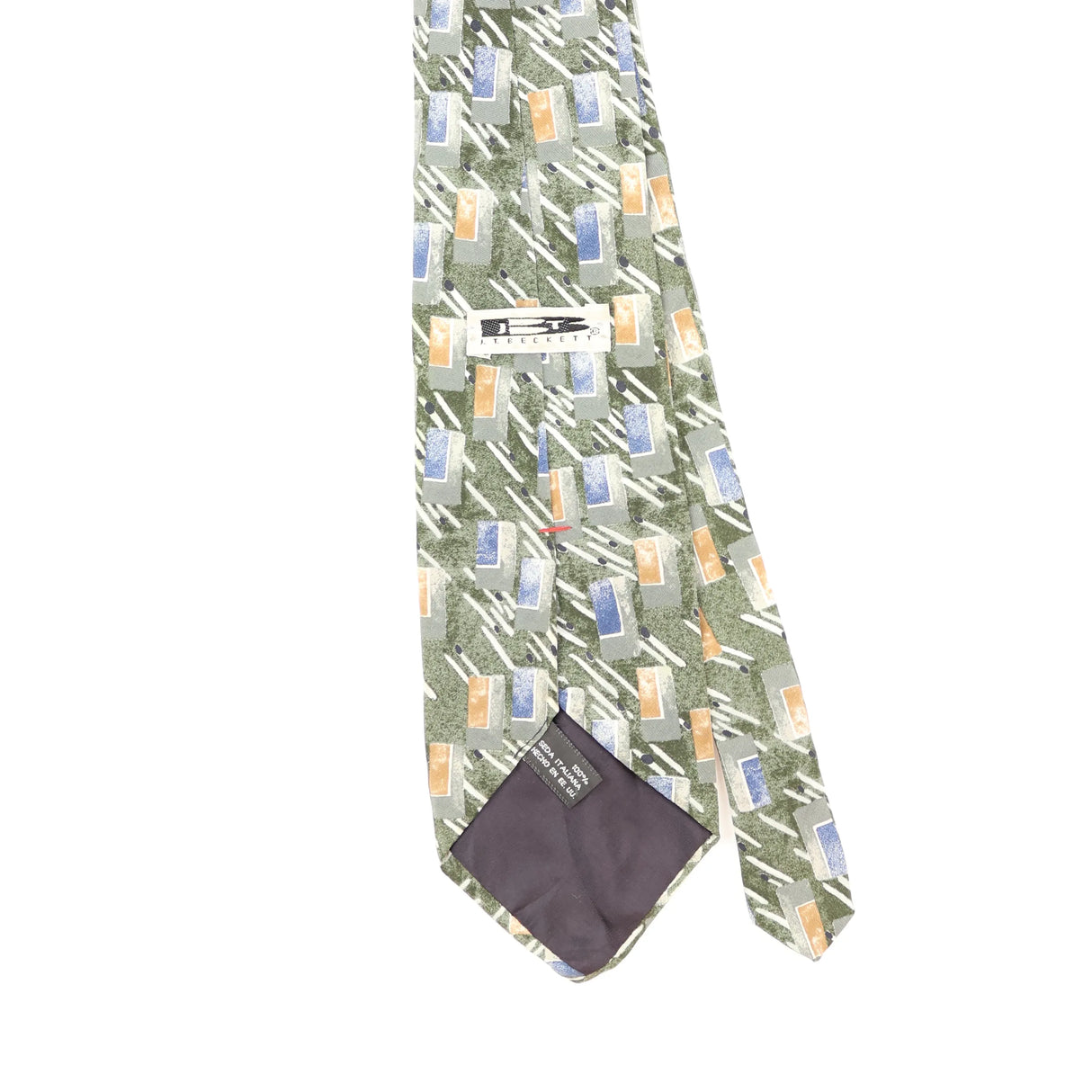 Back Back Detail of Vintage 1990's J.T. Beckett Geometric Patterned Tie