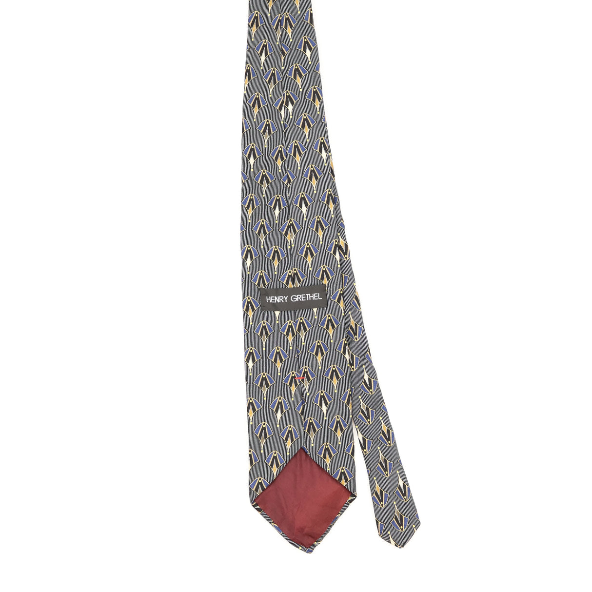 Back Back of Vintage 1990's Henry Grethel Geometric Patterned Tie