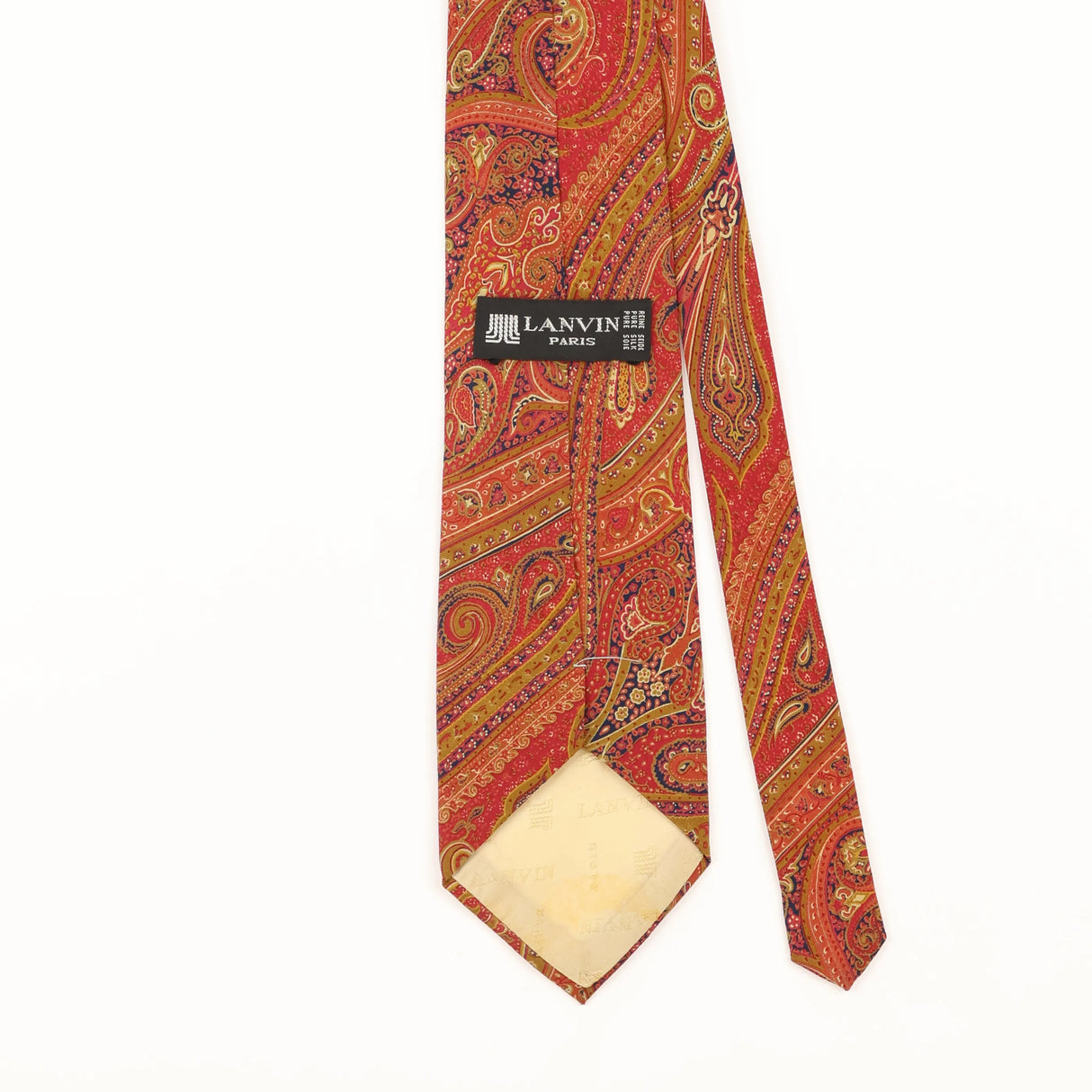 Back Detail of Vintage 1990's Lanvin Paisley Patterned Tie