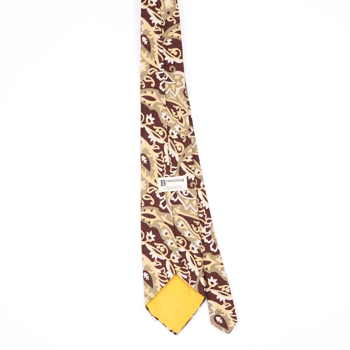 Back Back of Vintage 1980's Damon Paisley Patterned Tie