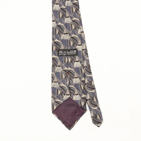 Back Back Detail of Vintage 1990's Zylos Geometric Patterned Tie