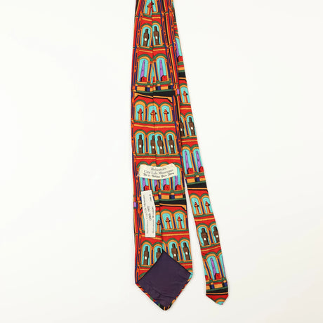 Back of Vintage Museum Cartoon Patterned Tie